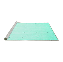 Sideview of Machine Washable Solid Turquoise Modern Area Rugs, wshcon954turq