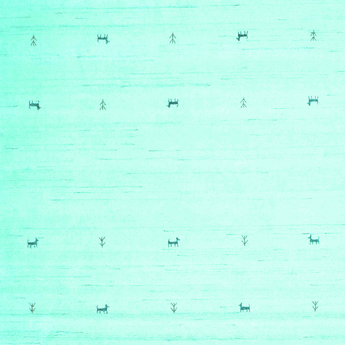 Square Machine Washable Solid Turquoise Modern Area Rugs, wshcon954turq