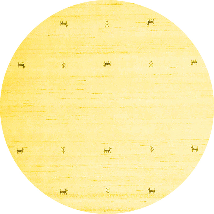 Round Machine Washable Solid Yellow Modern Rug, wshcon954yw