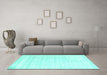 Machine Washable Solid Turquoise Modern Area Rugs in a Living Room,, wshcon955turq
