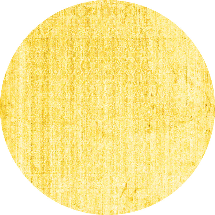 Round Machine Washable Solid Yellow Modern Rug, wshcon955yw