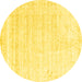 Round Machine Washable Solid Yellow Modern Rug, wshcon955yw