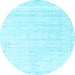 Round Solid Light Blue Modern Rug, con955lblu