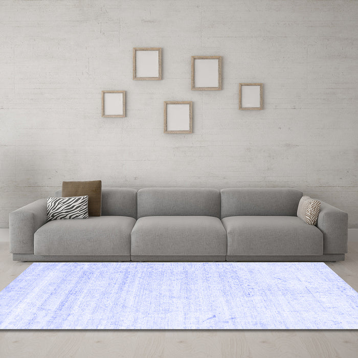 Machine Washable Solid Blue Modern Rug in a Living Room, wshcon955blu