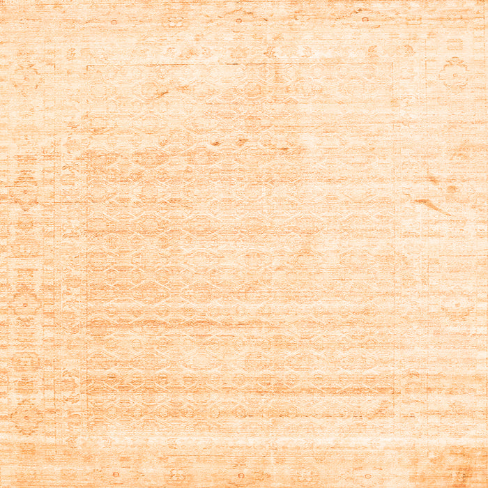 Round Machine Washable Solid Orange Modern Area Rugs, wshcon955org