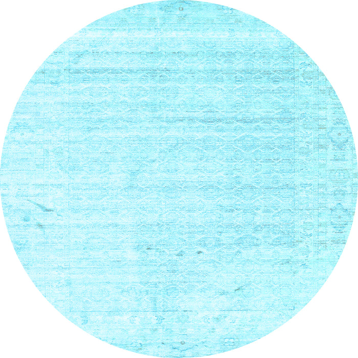 Round Machine Washable Solid Light Blue Modern Rug, wshcon955lblu