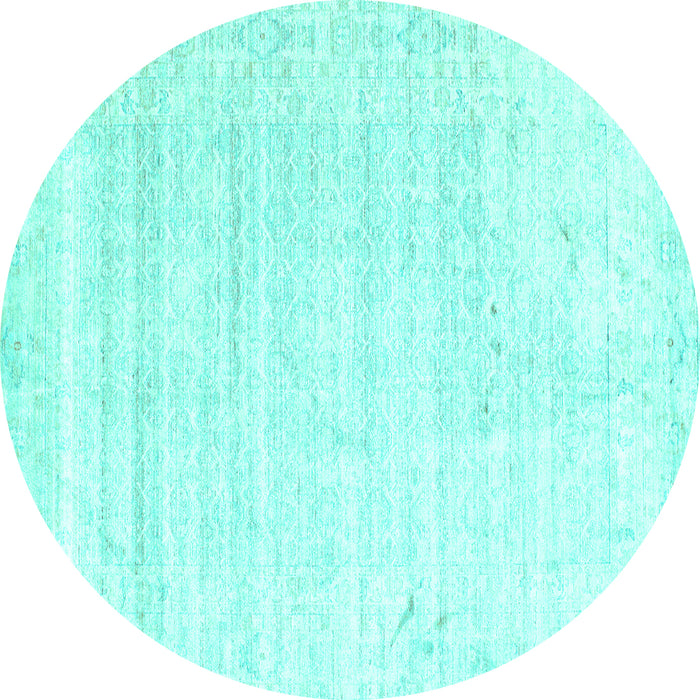 Round Solid Turquoise Modern Rug, con955turq