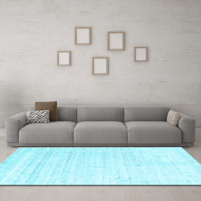 Machine Washable Solid Light Blue Modern Rug in a Living Room, wshcon955lblu