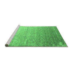 Sideview of Machine Washable Abstract Emerald Green Contemporary Area Rugs, wshcon956emgrn