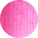 Round Abstract Pink Contemporary Rug, con956pnk