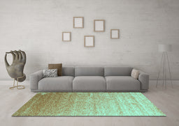 Machine Washable Abstract Turquoise Contemporary Area Rugs in a Living Room,, wshcon956turq