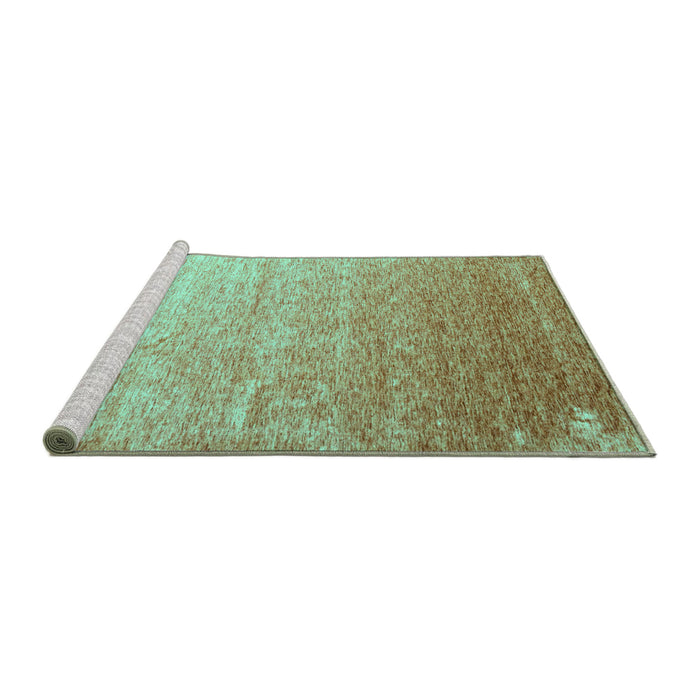 Sideview of Machine Washable Abstract Turquoise Contemporary Area Rugs, wshcon956turq