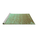 Sideview of Machine Washable Abstract Turquoise Contemporary Area Rugs, wshcon956turq