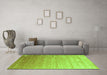 Machine Washable Abstract Green Contemporary Area Rugs in a Living Room,, wshcon956grn