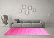 Machine Washable Abstract Pink Contemporary Rug in a Living Room, wshcon956pnk