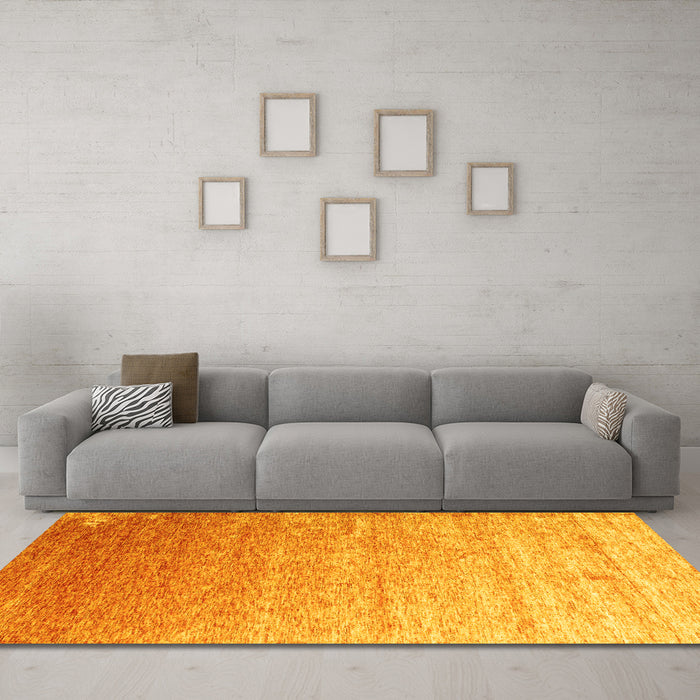 Machine Washable Abstract Yellow Contemporary Rug in a Living Room, wshcon956yw