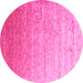 Round Machine Washable Abstract Pink Contemporary Rug, wshcon956pnk