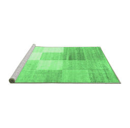 Sideview of Machine Washable Abstract Emerald Green Contemporary Area Rugs, wshcon957emgrn