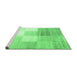 Sideview of Machine Washable Abstract Emerald Green Contemporary Area Rugs, wshcon957emgrn