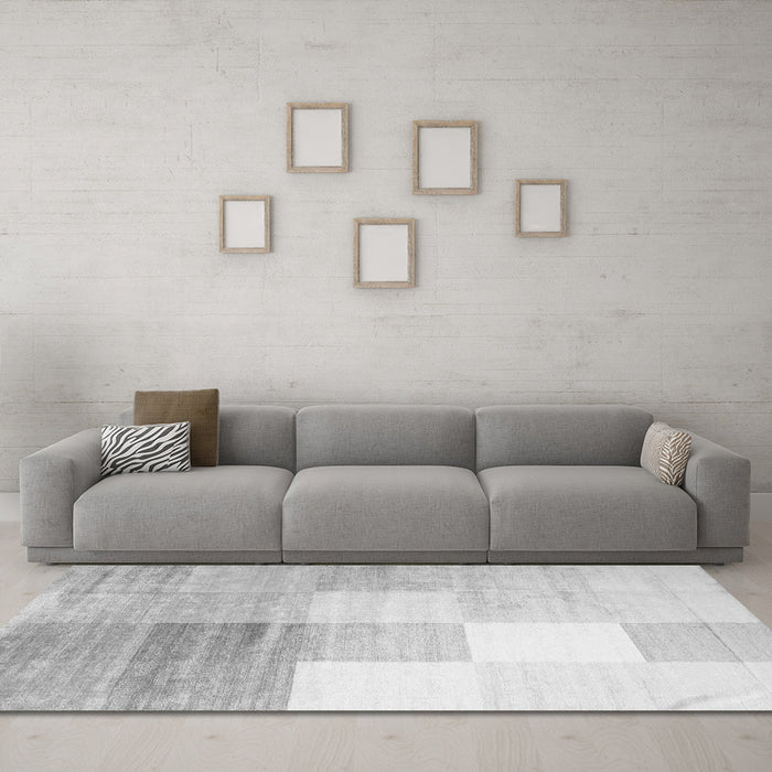 Machine Washable Abstract Gray Contemporary Rug in a Living Room,, wshcon957gry