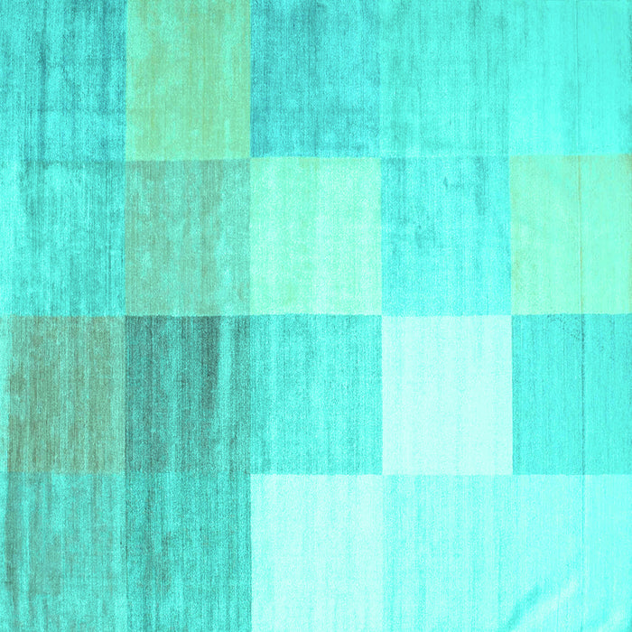 Square Abstract Turquoise Contemporary Rug, con957turq