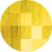 Round Abstract Yellow Contemporary Rug, con957yw