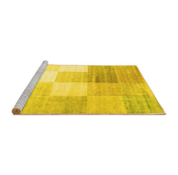 Sideview of Machine Washable Abstract Yellow Contemporary Rug, wshcon957yw