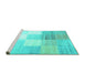 Sideview of Machine Washable Abstract Turquoise Contemporary Area Rugs, wshcon957turq