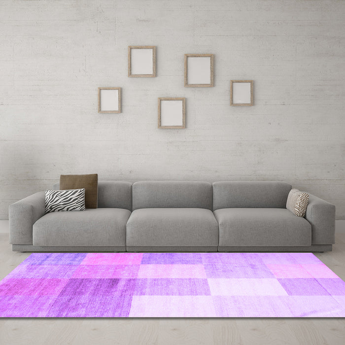 Machine Washable Abstract Purple Contemporary Area Rugs in a Living Room, wshcon957pur