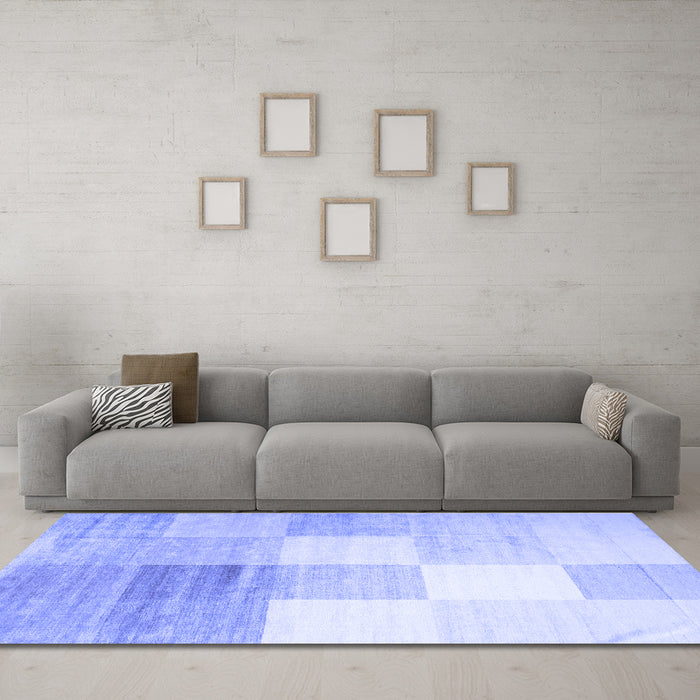 Machine Washable Abstract Blue Contemporary Rug in a Living Room, wshcon957blu