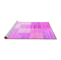 Sideview of Machine Washable Abstract Pink Contemporary Rug, wshcon957pnk