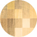 Round Abstract Brown Contemporary Rug, con957brn