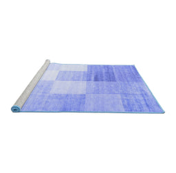 Sideview of Machine Washable Abstract Blue Contemporary Rug, wshcon957blu