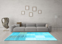 Machine Washable Abstract Light Blue Contemporary Rug, wshcon957lblu