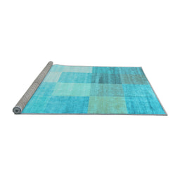Sideview of Machine Washable Abstract Light Blue Contemporary Rug, wshcon957lblu