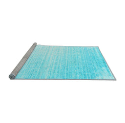 Sideview of Machine Washable Abstract Light Blue Contemporary Rug, wshcon958lblu