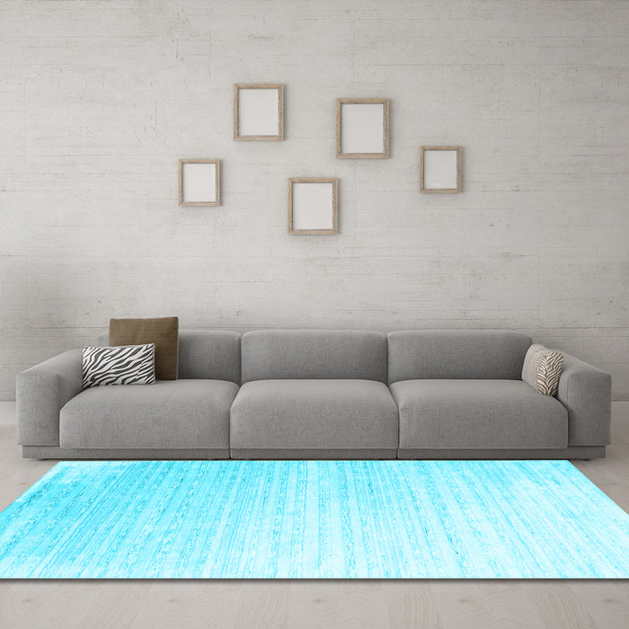 Machine Washable Abstract Light Blue Contemporary Rug in a Living Room, wshcon958lblu