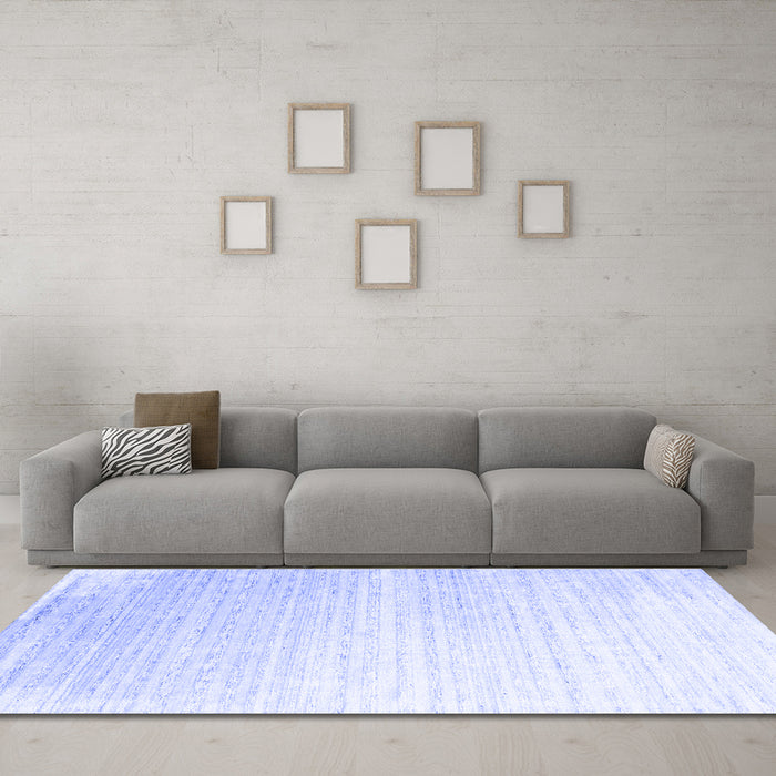 Machine Washable Abstract Blue Contemporary Rug in a Living Room, wshcon958blu
