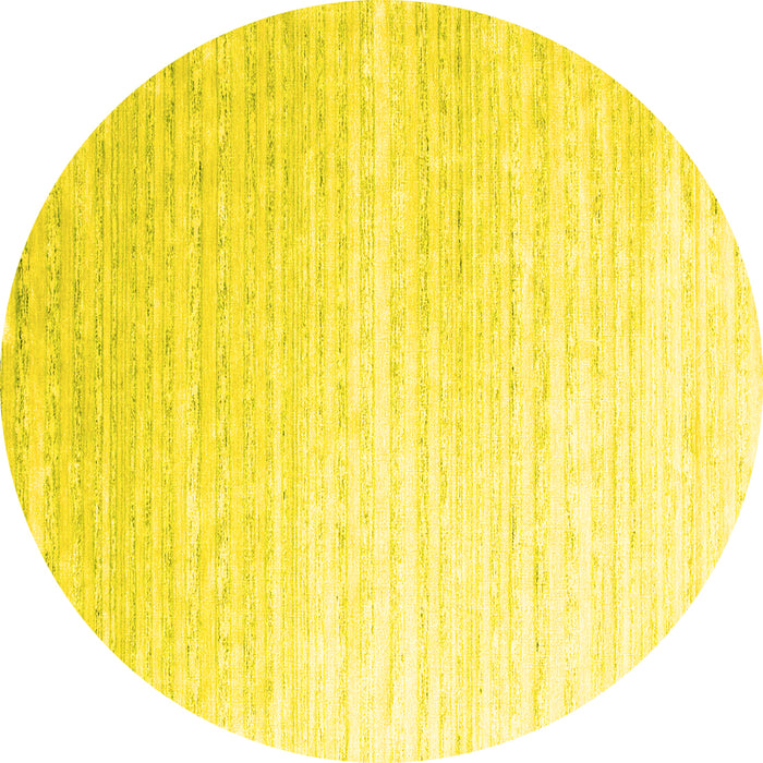Round Machine Washable Abstract Yellow Contemporary Rug, wshcon958yw