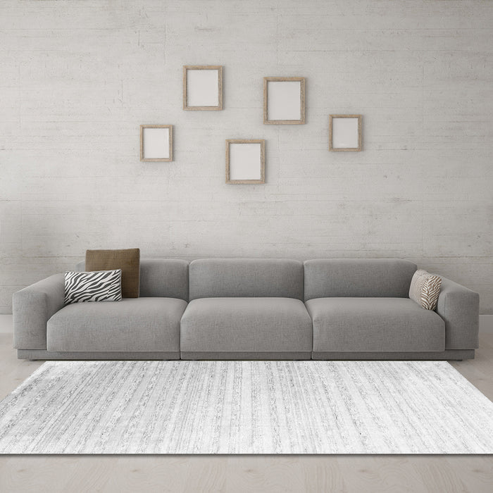 Machine Washable Abstract Gray Contemporary Rug in a Living Room,, wshcon958gry