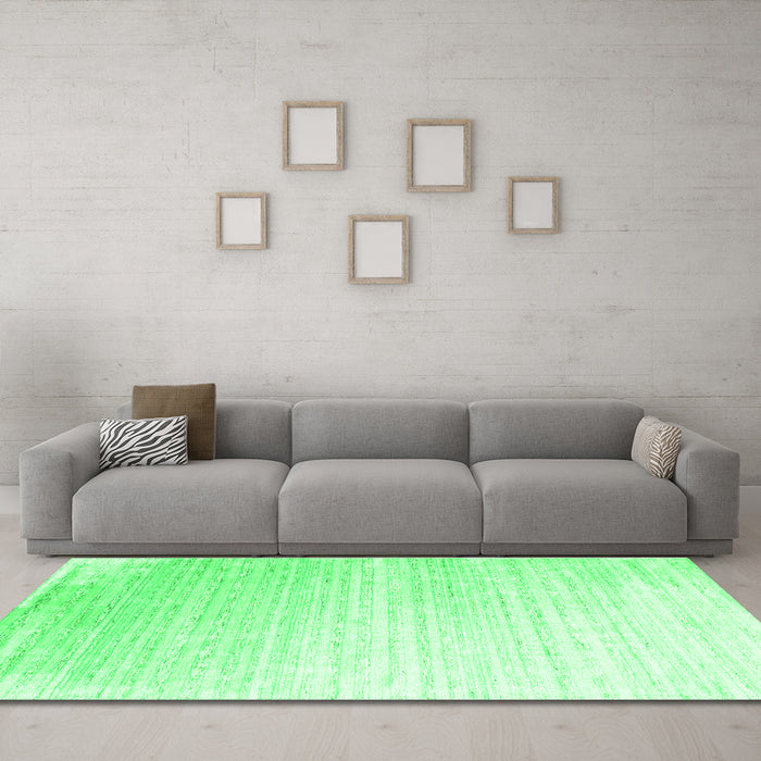 Machine Washable Abstract Green Contemporary Area Rugs in a Living Room,, wshcon958grn