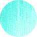 Round Machine Washable Abstract Turquoise Contemporary Area Rugs, wshcon958turq