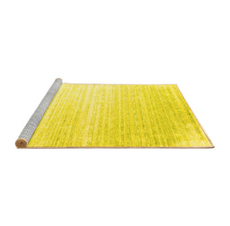 Sideview of Machine Washable Abstract Yellow Contemporary Rug, wshcon958yw