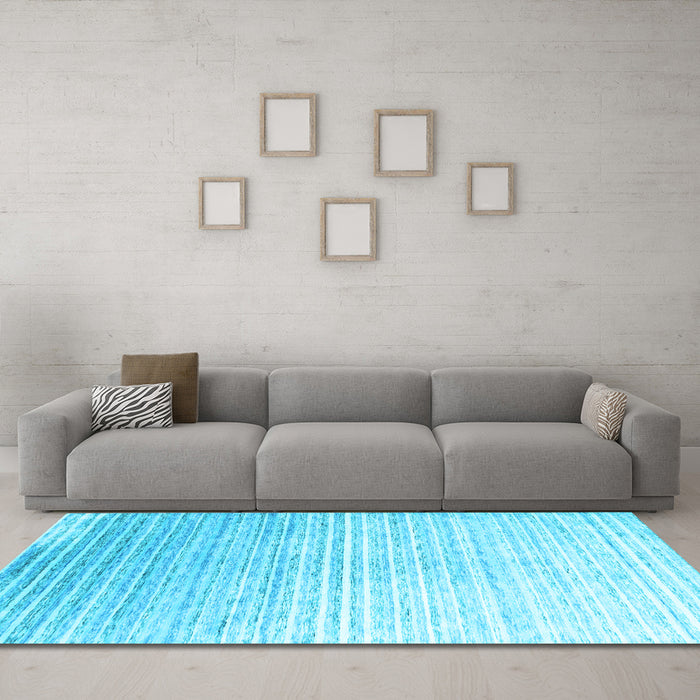 Machine Washable Abstract Light Blue Contemporary Rug in a Living Room, wshcon959lblu