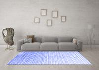 Machine Washable Abstract Blue Contemporary Rug, wshcon959blu