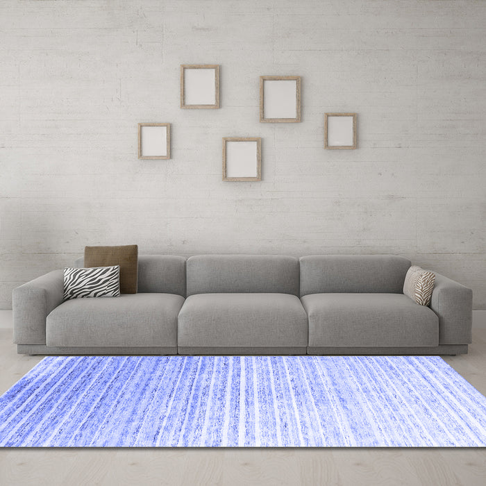 Machine Washable Abstract Blue Contemporary Rug in a Living Room, wshcon959blu