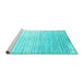 Sideview of Machine Washable Abstract Turquoise Contemporary Area Rugs, wshcon959turq