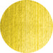 Round Machine Washable Abstract Yellow Contemporary Rug, wshcon959yw