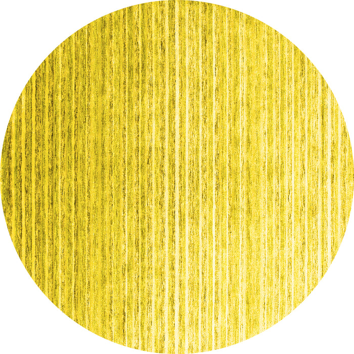 Round Abstract Yellow Contemporary Rug, con959yw