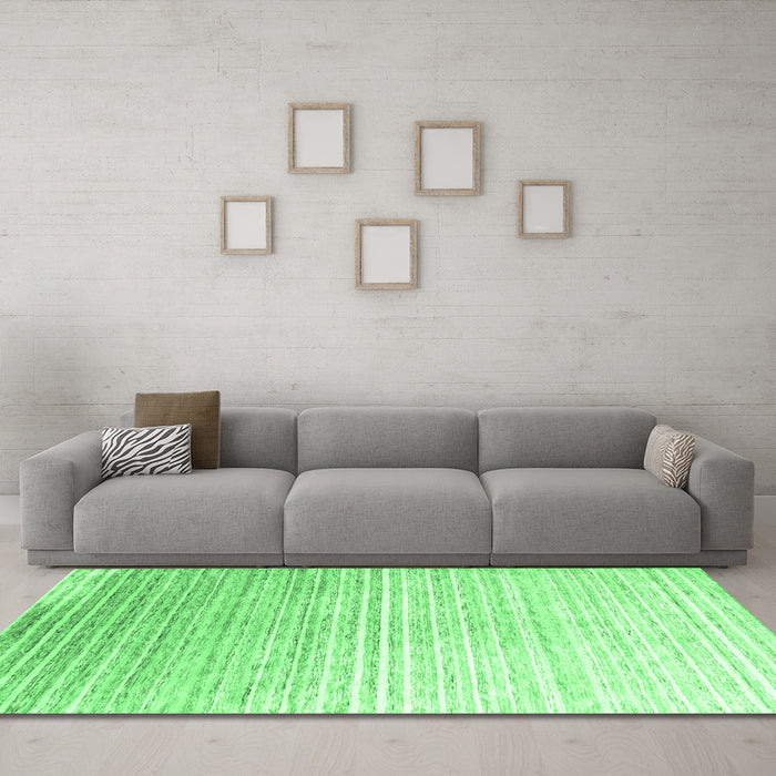 Machine Washable Abstract Emerald Green Contemporary Area Rugs in a Living Room,, wshcon959emgrn
